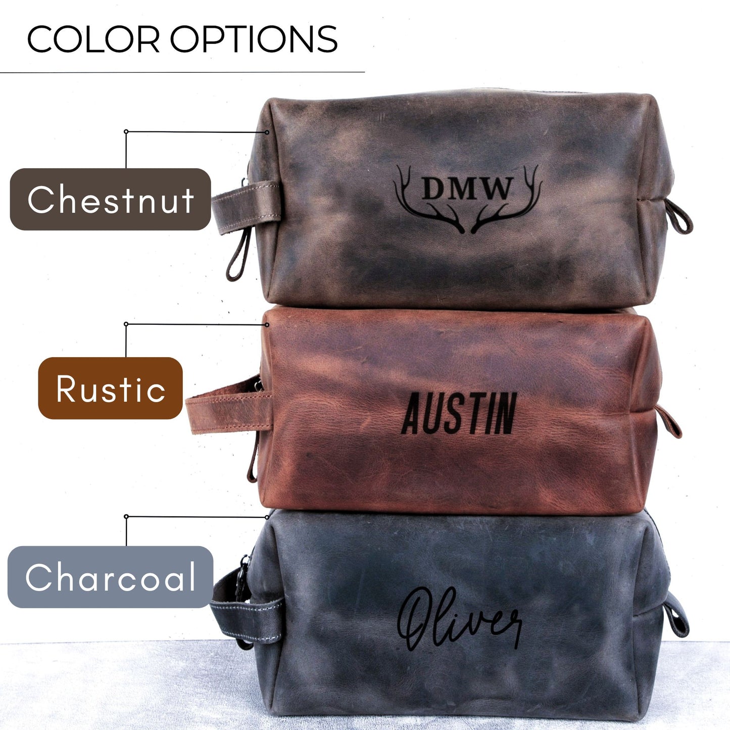 Custom Heritage Leather Groomsman Dopp Kit