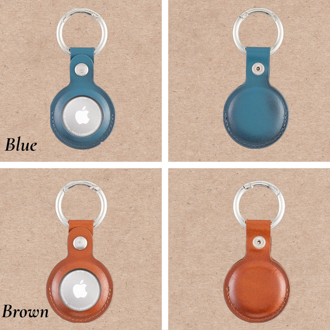 Classic Monogrammed Leather AirTag Keychain
