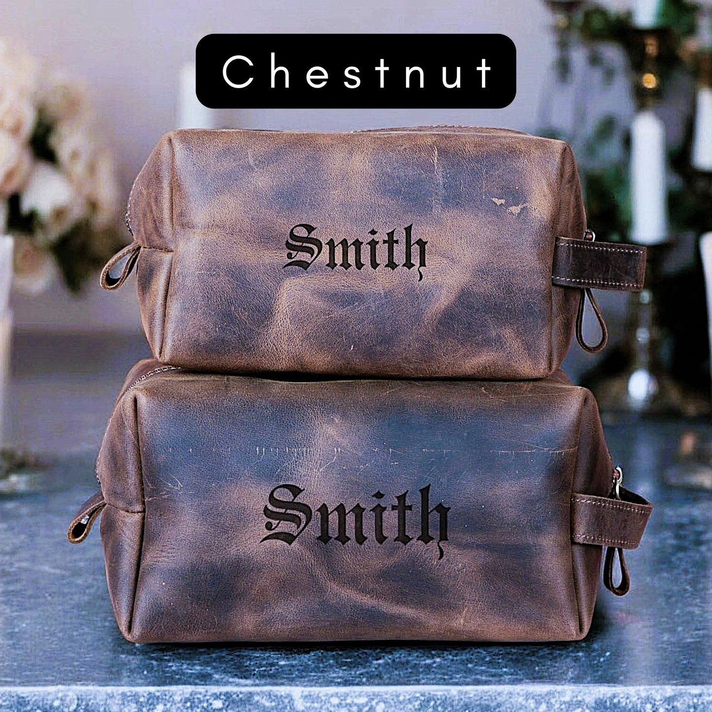 Custom Heritage Leather Groomsman Dopp Kit