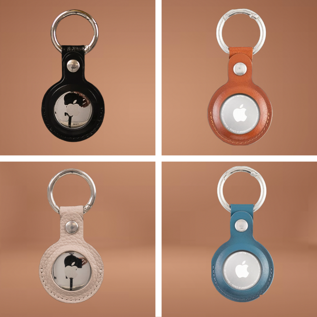 Classic Monogrammed Leather AirTag Keychain
