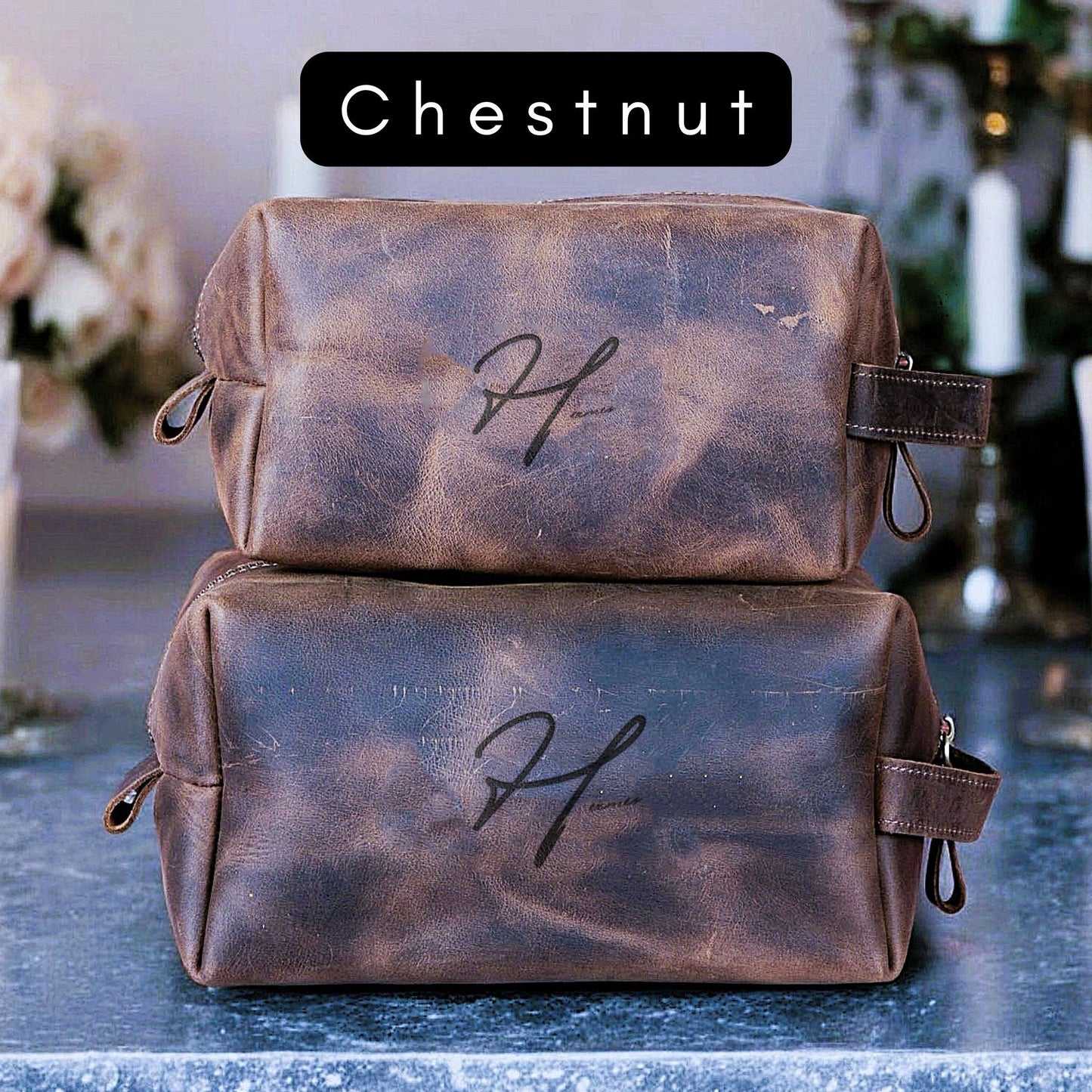 Monogrammed Leather Bridal Vanity Kit