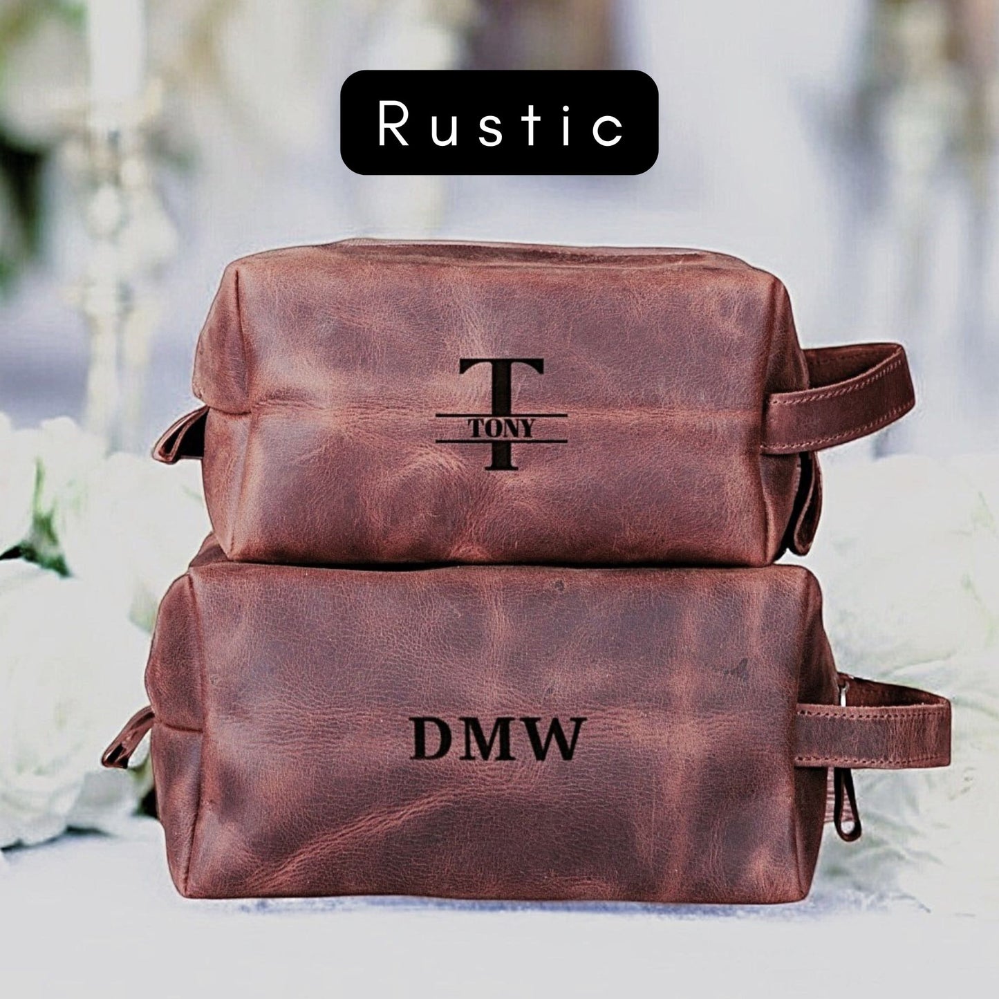 Custom Heritage Leather Groomsman Dopp Kit