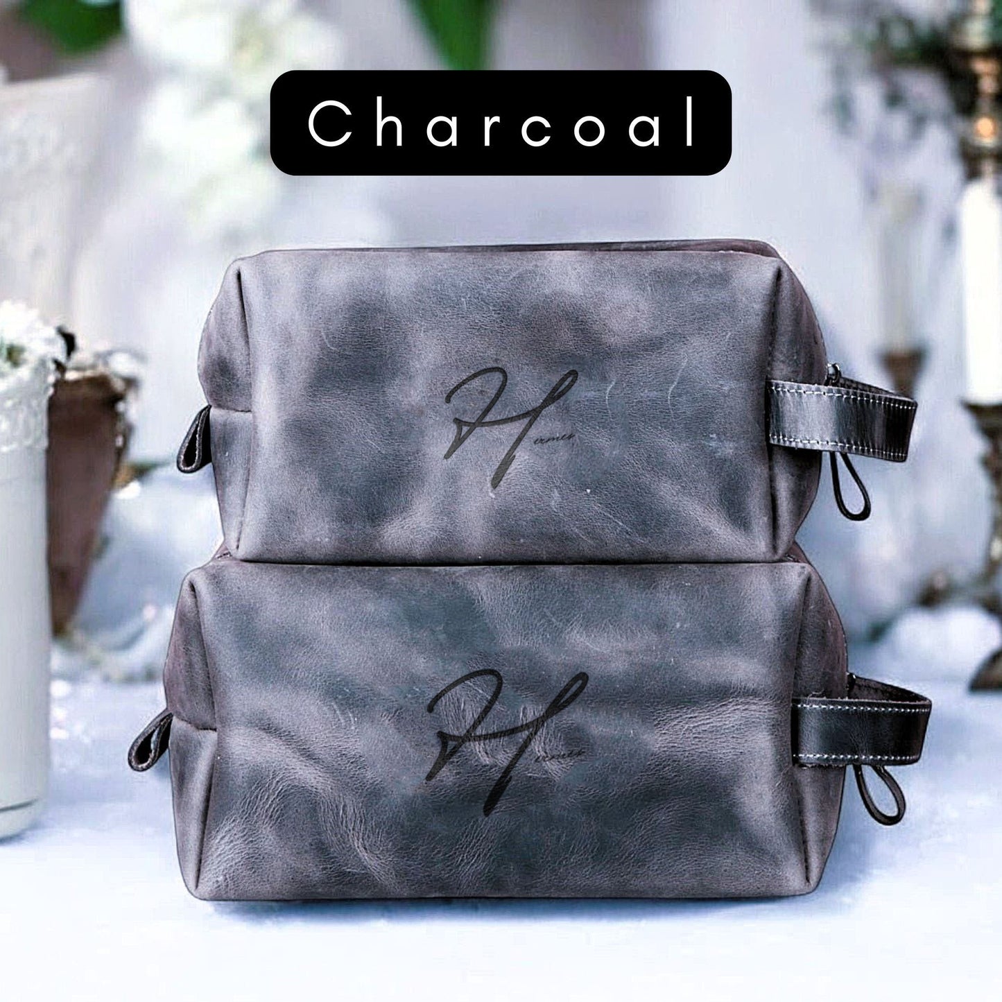 Monogrammed Leather Bridal Vanity Kit