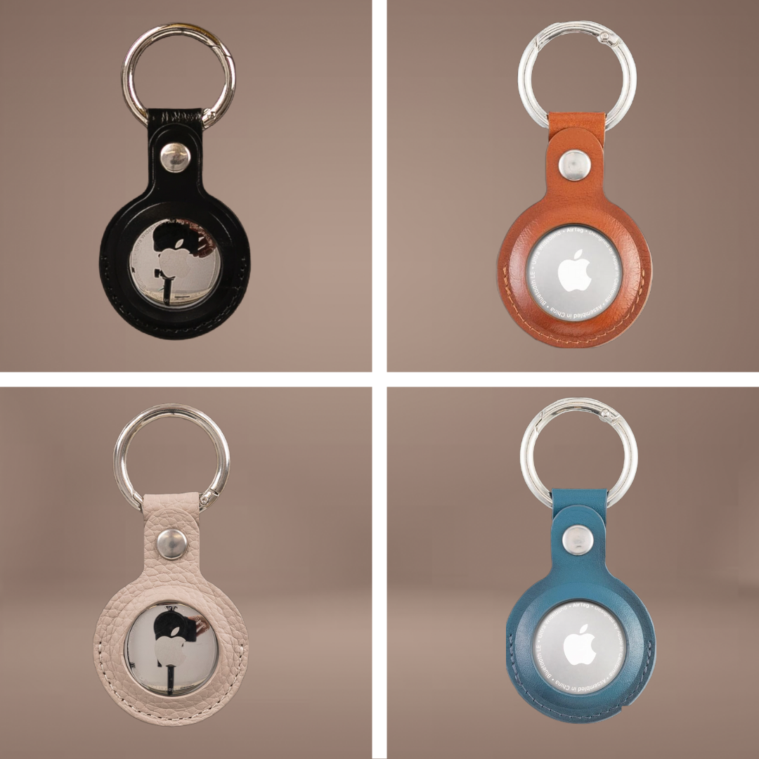 Classic Monogrammed Leather AirTag Keychain