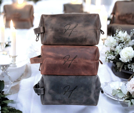 Monogrammed Leather Bridal Vanity Kit