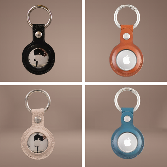 Classic Monogrammed Leather AirTag Keychain