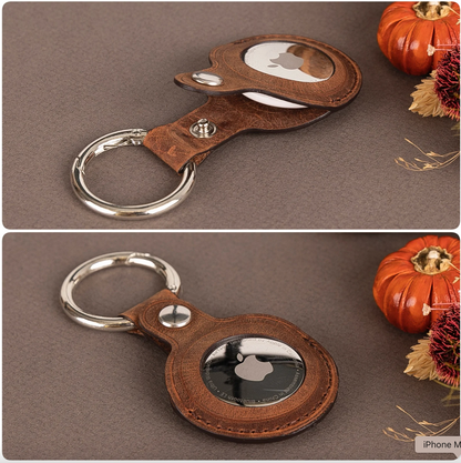 Classic Monogrammed Leather AirTag Keychain