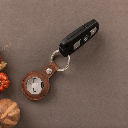 Classic Monogrammed Leather AirTag Keychain